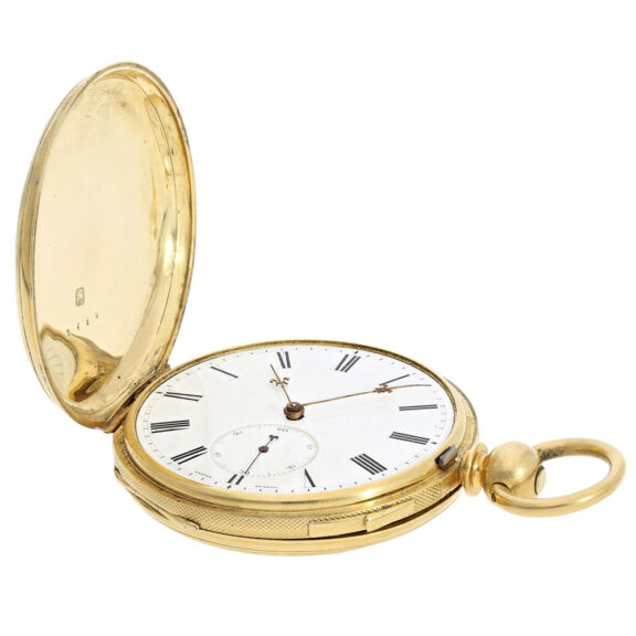 Swiss gold hunting cased repeating chronometer watch Circa 1870 Swiss gold hunting cased repeating chronometer watch Circa 1870