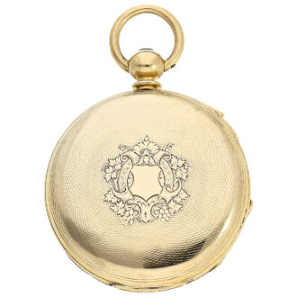Swiss gold hunting cased repeating chronometer watch Circa 1870