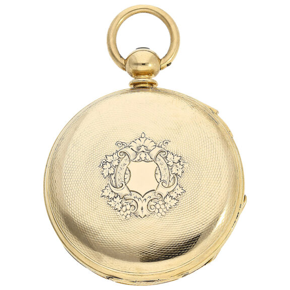 Swiss gold hunting cased repeating chronometer watch Circa 1870 Swiss gold hunting cased repeating chronometer watch Circa 1870