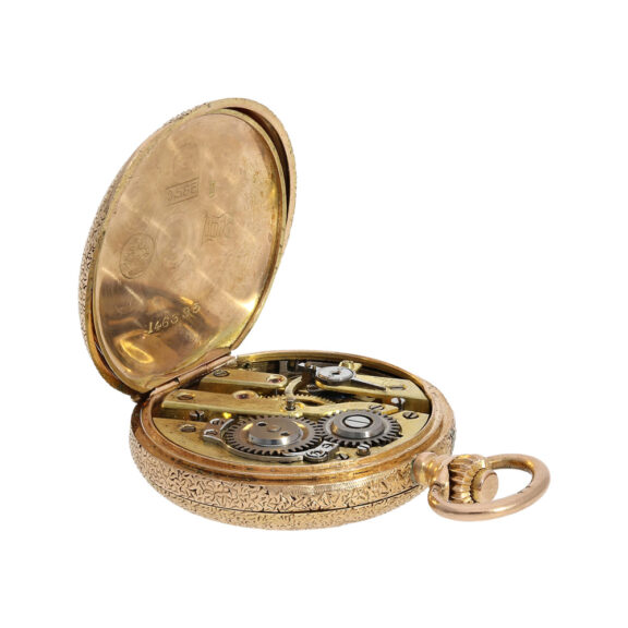 Swiss gold pocket watch with fine enamel painting Circa 1910 Swiss gold pocket watch with fine enamel painting Circa 1910