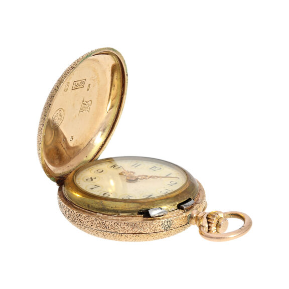 Swiss gold pocket watch with fine enamel painting Circa 1910 Swiss gold pocket watch with fine enamel painting Circa 1910