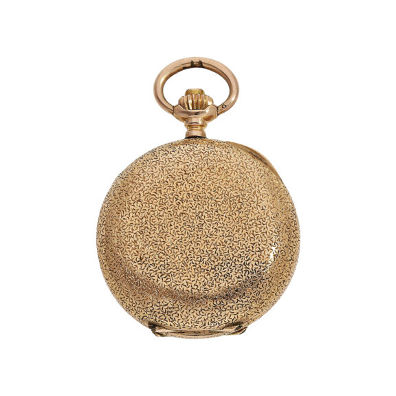 Swiss gold pocket watch with fine enamel painting Circa 1910 Swiss gold pocket watch with fine enamel painting Circa 1910