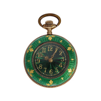 Enamel lady's duplex pocket watch with gold watch chain Circa 1900