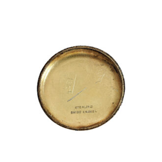 Enamel lady's duplex pocket watch with gold watch chain Circa 1900