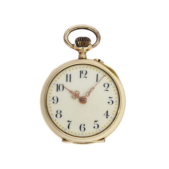 Swiss gold and enamel Art Nouveau ladies pendant watch Circa 1900 Swiss gold and enamel Art Nouveau ladies pendant watch Circa 1900