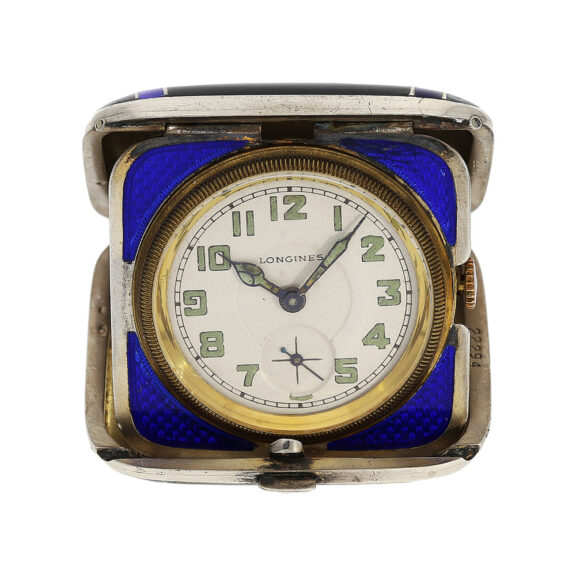 Swiss silver Art Deco travel watch in square pocket case Circa 1930 Swiss silver Art Deco travel watch in square pocket case Circa 1930