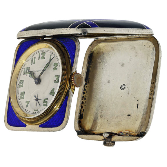 Swiss silver Art Deco travel watch in square pocket case Circa 1930 Swiss silver Art Deco travel watch in square pocket case Circa 1930