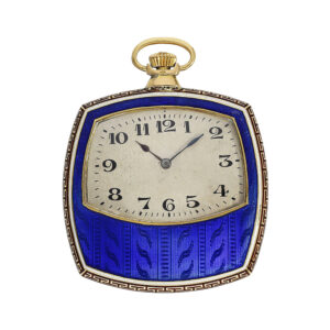 Swiss gold and enamel pillow shaped dress watch Circa 1930