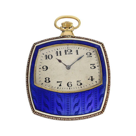 Swiss gold and enamel pillow shaped dress watch Circa 1930