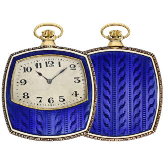 Swiss gold and enamel pillow shaped dress watch Circa 1930