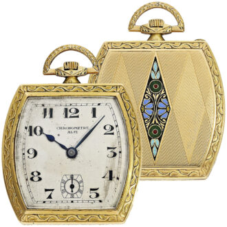 French 18K gold tonneau shaped Art Deco dress watch Circa 1925