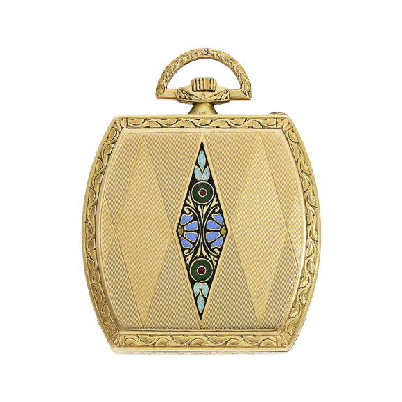 French 18K gold tonneau shaped Art Deco dress watch Circa 1925