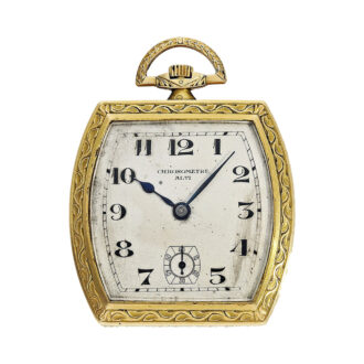 French 18K gold tonneau shaped Art Deco dress watch Circa 1925