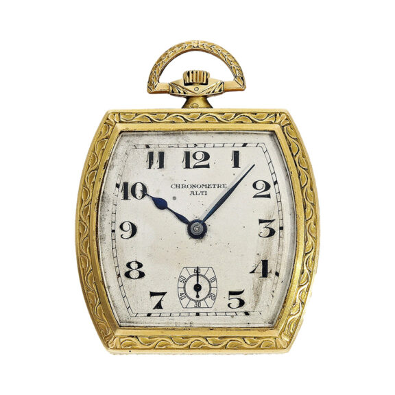 French 18K gold tonneau shaped Art Deco dress watch Circa 1925 French 18K gold tonneau shaped Art Deco dress watch Circa 1925