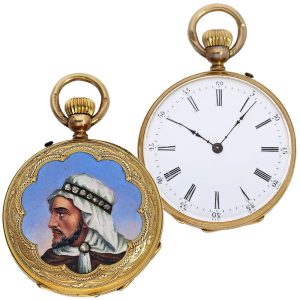 Swiss gold and enamel watch made for the Arab market Circa 1870