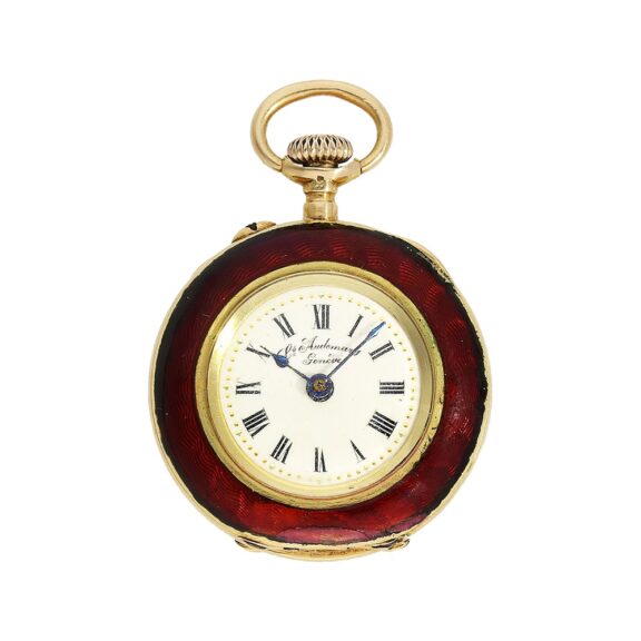 Swiss gold, enamel, diamond-set Art Nouveau ladies watch Circa 1900 Swiss gold, enamel, diamond-set Art Nouveau ladies watch Circa 1900