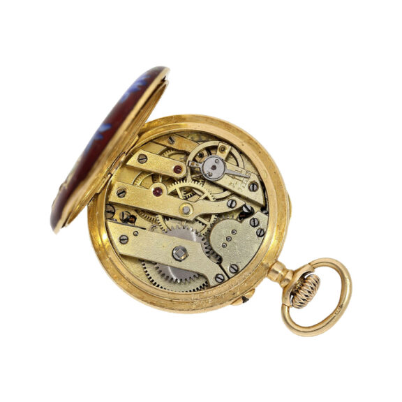Swiss gold, enamel, diamond-set Art Nouveau ladies watch Circa 1900 Swiss gold, enamel, diamond-set Art Nouveau ladies watch Circa 1900