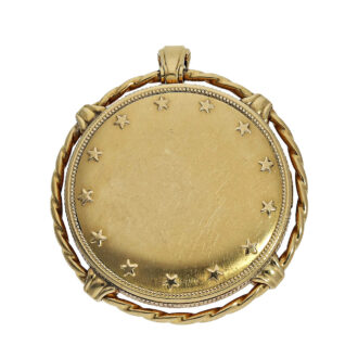 Rare Swiss 18K gold pendant watch in coin case Circa 1960