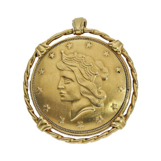 Rare Swiss 18K gold pendant watch in coin case Circa 1960