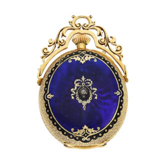 Swiss gold and enamel oval-shaped pocket watch Circa 1870