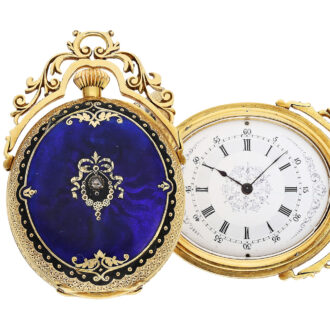 Swiss gold and enamel oval-shaped pocket watch Circa 1870