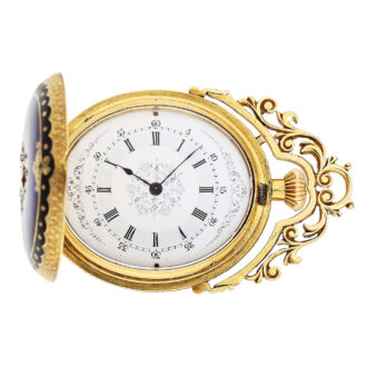 Swiss gold and enamel oval-shaped pocket watch Circa 1870