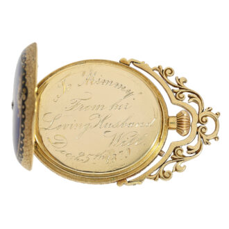 Swiss gold and enamel oval-shaped pocket watch Circa 1870