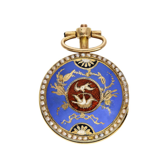 Swiss 18K gold and enamel miniature pocket watch Circa 1800 Swiss 18K gold and enamel miniature pocket watch Circa 1800