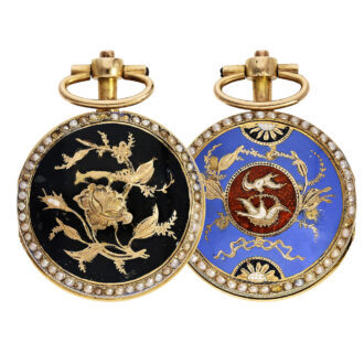 Swiss 18K gold and enamel miniature pocket watch Circa 1800