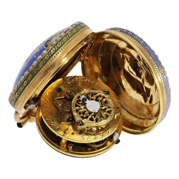 Swiss 18K gold and enamel miniature pocket watch Circa 1800 Swiss 18K gold and enamel miniature pocket watch Circa 1800