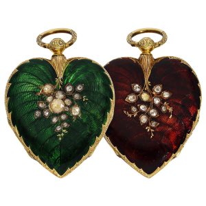 Swiss gold and enamel watch in the shape of a heart Circa 1850
