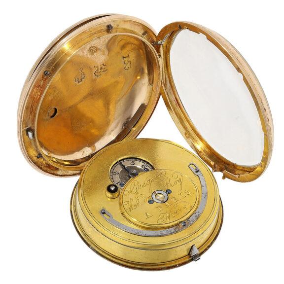 French gold decorated pocket watch with enamel painting Circa 1790 French gold decorated pocket watch with enamel painting Circa 1790