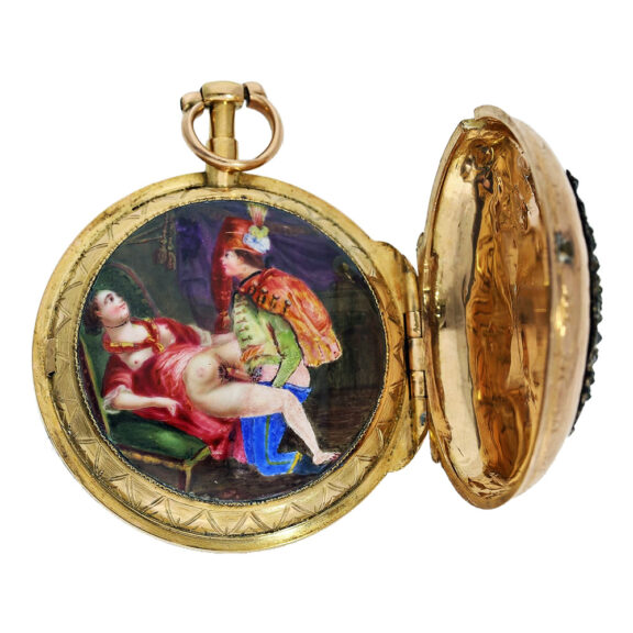 French gold verge watch with hidden erotic scene Circa 1780