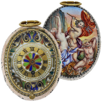 Austrian renaissance-style oval enamel pocket watch Circa 1760-1809