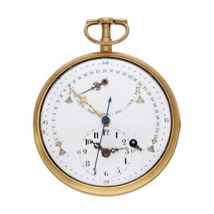 Probably Swiss rare gold double retrograde pocket watch Circa 1800