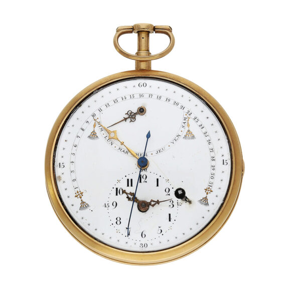 Probably Swiss rare gold double retrograde pocket watch Circa 1800