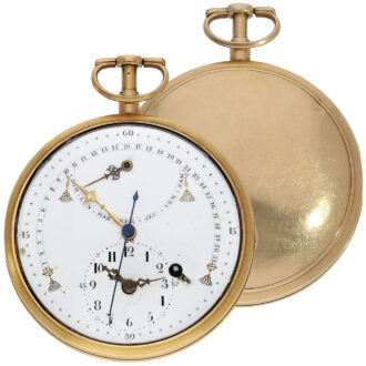 Probably Swiss rare gold double retrograde pocket watch Circa 1800