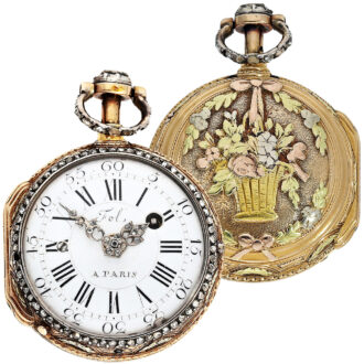 French four-coloured gold repeating pocket watch Circa 1770 French four-coloured gold repeating pocket watch Circa 1770