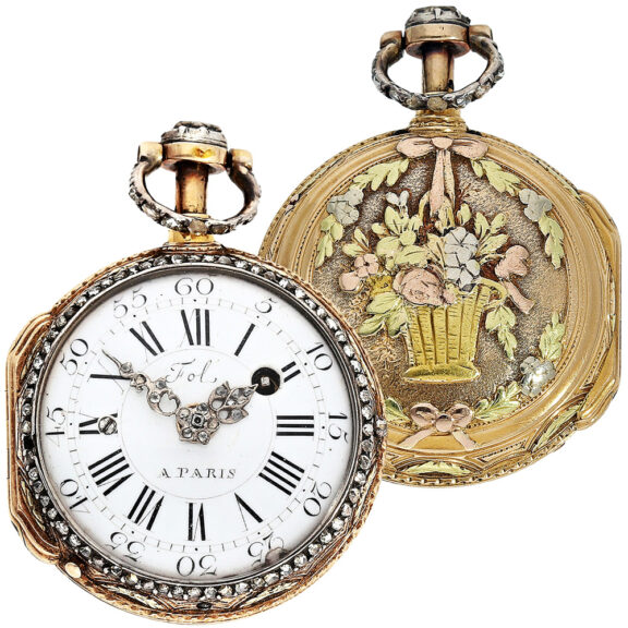 French four-coloured gold repeating pocket watch Circa 1770 French four-coloured gold repeating pocket watch Circa 1770