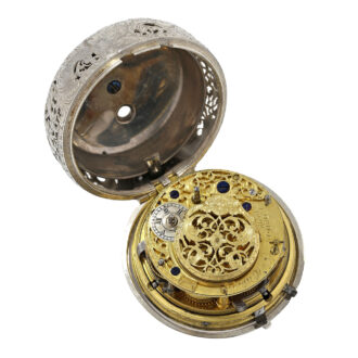 English verge pocket watch in crafted silver double-case Circa 1742 English verge pocket watch in crafted silver double-case Circa 1742