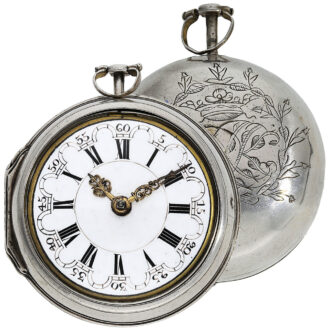 Belgian silver pair-cased verge pocket watch Circa 1730