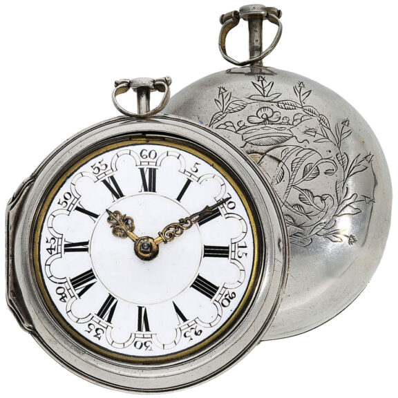 Belgian silver pair-cased verge pocket watch Circa 1730