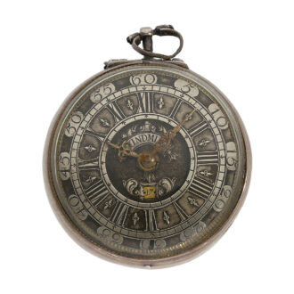 English silver pair-cased verge pocket watch with date Circa 1710
