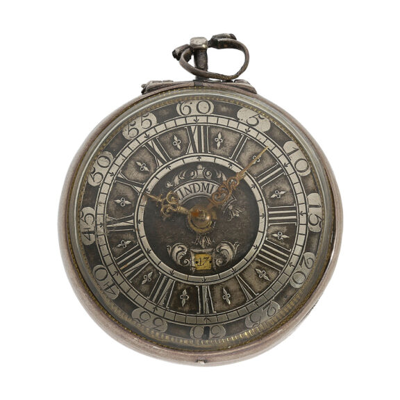 English silver pair-cased verge pocket watch with date Circa 1710 English silver pair-cased verge pocket watch with date Circa 1710