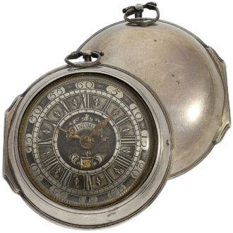 English silver pair-cased verge pocket watch with date Circa 1710