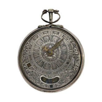 English pocket watch with date and mock pendulum Circa 1690