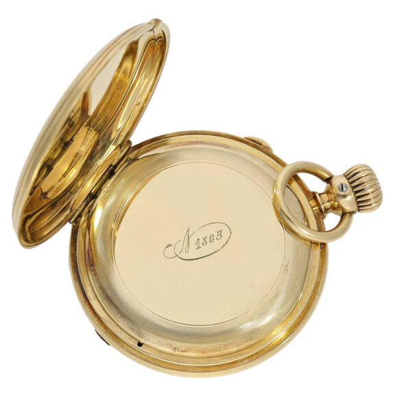 German small gold hunting cased pocket watch Circa 1865 German small gold hunting cased pocket watch Circa 1865