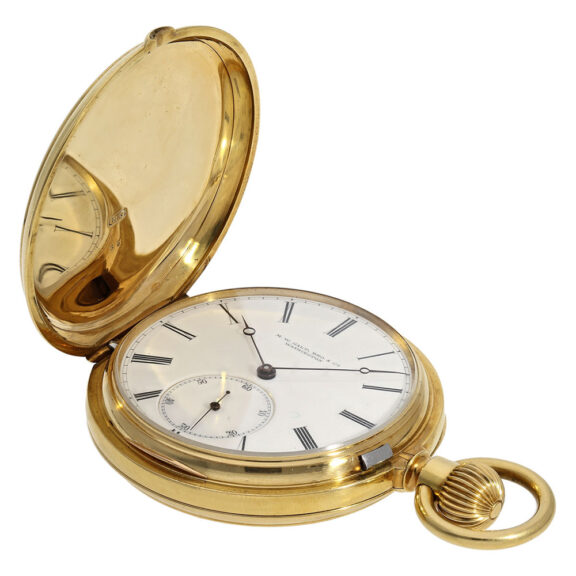 Swiss 18K gold full hunter lever pocket watch Circa 1875 Swiss 18K gold full hunter lever pocket watch Circa 1875