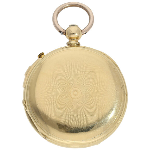 Swiss gold lever watch with special winding system Circa 1867 Swiss gold lever watch with special winding system Circa 1867