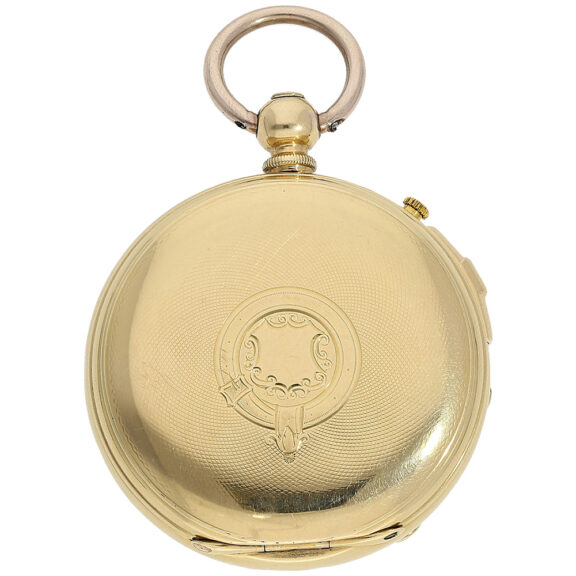 Swiss gold lever watch with special winding system Circa 1867 Swiss gold lever watch with special winding system Circa 1867